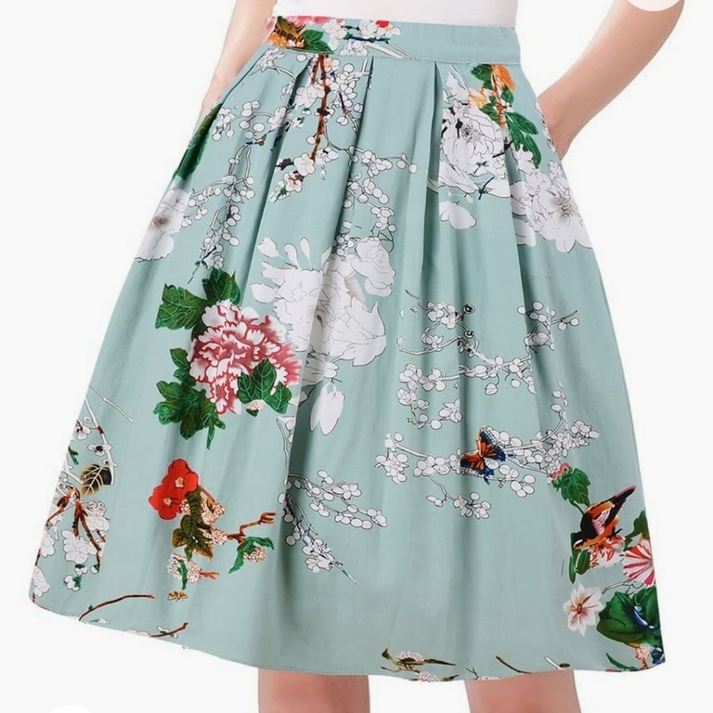 High waist A line flared skirt with pockets